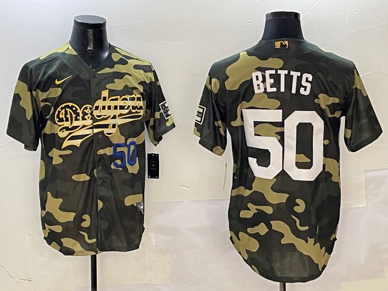 Men Los Angeles Dodgers #50 Betts Camo Joint Name 2025 Nike MLB Jersey style 11
